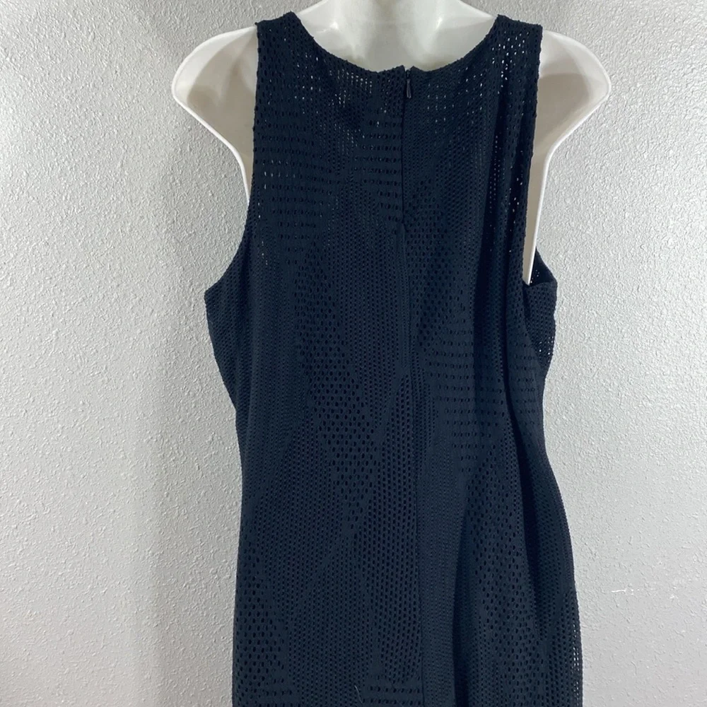 NWT Anne Klein black perforated sleeveless midi dress 12 L16